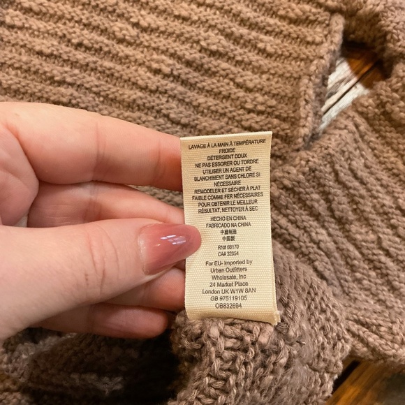 Free People Textured Knit Sweater Taupe Brown Size S - Picture 4 of 7